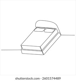 Bed continuous oneline drawing vector illustration