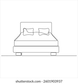 Bed continuous oneline drawing vector illustration