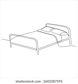 Bed continuous oneline drawing vector illustration