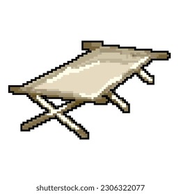 vector retro de arte de píxel del juego del campamento de la cama. campamento de cunas. ilustración vintage antigua