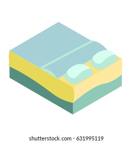 Bed with cushions isometric bedroom  Vector illustration