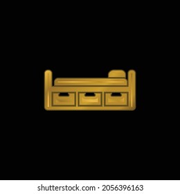 Bettdesign mit drei goldplatzierten Türmen, Metallic-Symbol oder Logo-Vektorgrafik