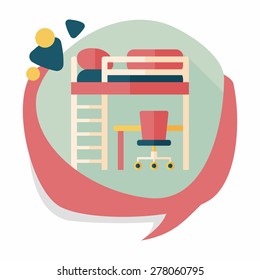 bed and desk flat icon with long shadow