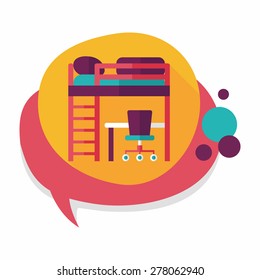 bed and desk flat icon with long shadow