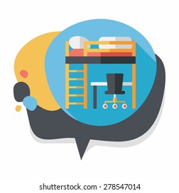 bed and desk flat icon with long shadow