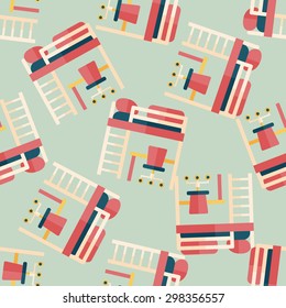 bed and desk flat icon seamless pattern background
