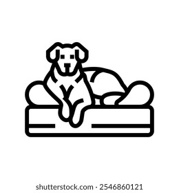 ícone de linha do cão de cama vetor. sinal do cão de cama. isolado contorno símbolo ilustração preta