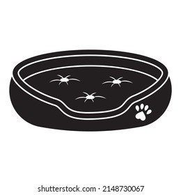 Bed for dogs and cats, isolated vector illustration icon