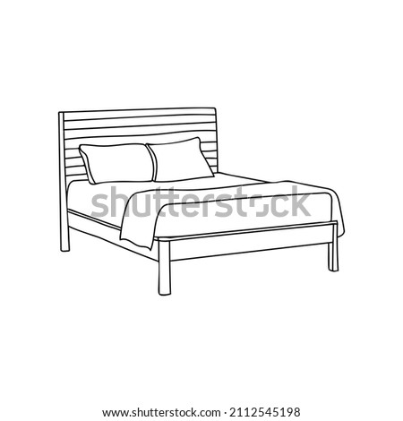 Bed doodle icon in vector. Hand drawn bed icon in vector. Doodle bed illustration