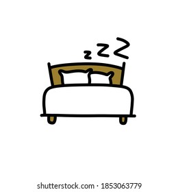 bed doodle icon, vector illustration