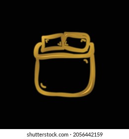 Bed Of Double Size Hand Draw gold plated metalic icon or logo vector