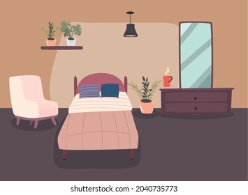 bed and dresser bedroom scene