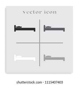 Bed flat black and white vector icon.