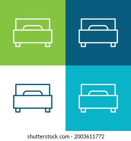 Bed Flat cuatro colores mínimo conjunto de iconos