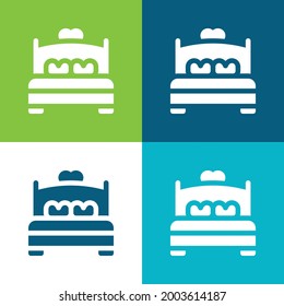 Bed Flat Vier Farbe minimale Icon Set