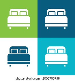 Bed Flat four color minimal icon set