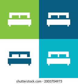Bed Flat four color minimal icon set