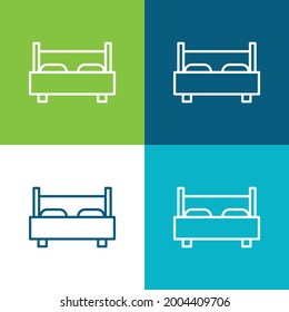 Bed Flat four color minimal icon set