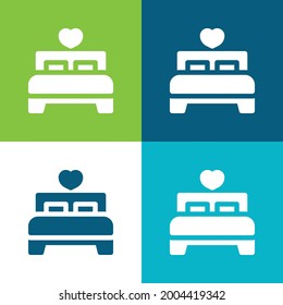 Bed Flat four color minimal icon set