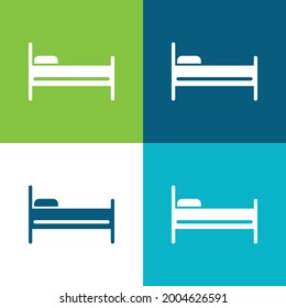 Bed Flat four color minimal icon set