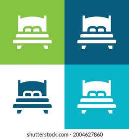 Bed Flat four color minimal icon set