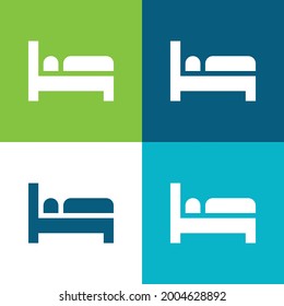 Bed Flat four color minimal icon set