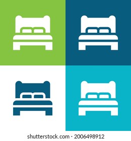 Bed Flat four color minimal icon set