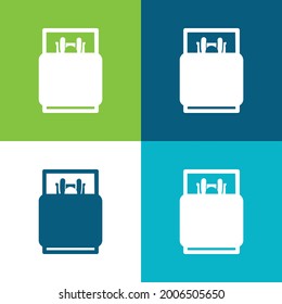 Bed Flat four color minimal icon set