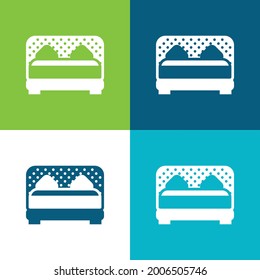 Bed Flat four color minimal icon set