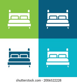 Bed Flat four color minimal icon set