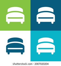 Bed Flat four color minimal icon set