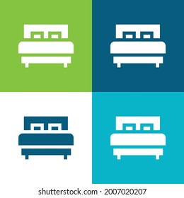 Bed Flat cuatro colores mínimo conjunto de iconos