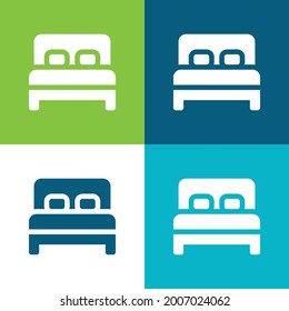 Bed Flat four color minimal icon set