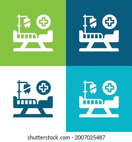 Bed Flat four color minimal icon set
