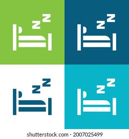Bed Flat four color minimal icon set