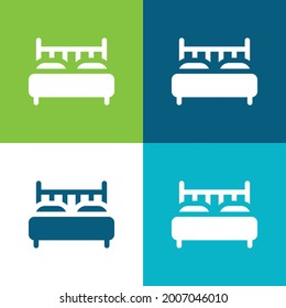 Bed Flat four color minimal icon set