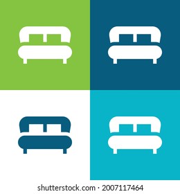 Bed Flat four color minimal icon set