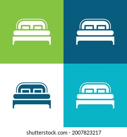 Bed Flat four color minimal icon set