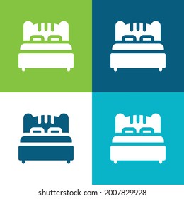 Bed Flat four color minimal icon set