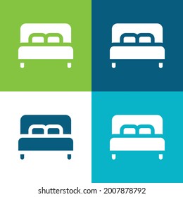 Bed Flat four color minimal icon set
