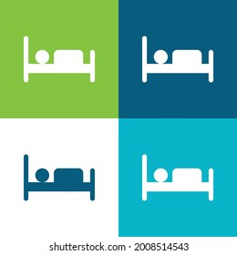 Bed Flat four color minimal icon set