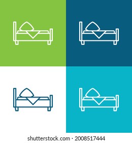 Bed Flat four color minimal icon set