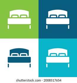 Bed Flat four color minimal icon set