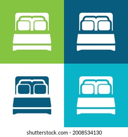 Bed Flat four color minimal icon set