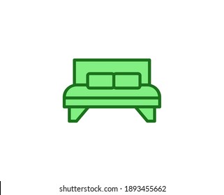Bett-Symbol Einzelnes, qualitativ hochwertiges Umrisssymbol für Webdesign oder mobile App.  Häusliche Dünnzeilenzeichen für Design-Logo, Visitenkarte usw. Umrisspiktogramm EPS10