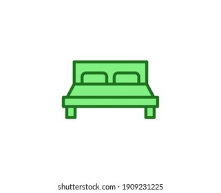 Bed flat icon. Single high quality outline symbol for web design or mobile app.  House thin line signs for design logo, visit card, etc. Outline pictogram EPS10
