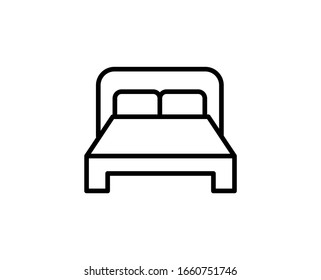 Bed flat icon. Thin line signs of bone for design logo, visit card, etc. Single high-quality outline symbol for web design or mobile app. Bed outline pictogram.