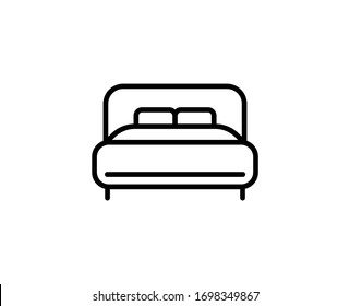 Bed flat icon. Thin line signs of bone for design logo, visit card, etc. Single high-quality outline symbol for web design or mobile app. Bed outline pictogram.