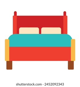 
Bed flat icon vector illustration on white background.