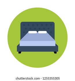 Bed flat icon. You can be used bed icon for several purposes like: websites, UI, UX, print templates, promotional materials, info-graphics, web and mobile phone apps.